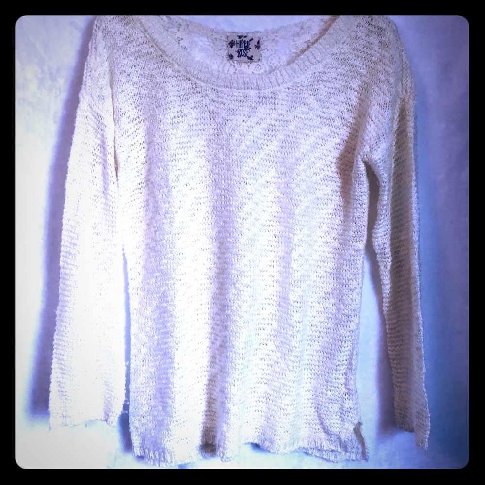 Hippie Rose Cream sweater with lace back